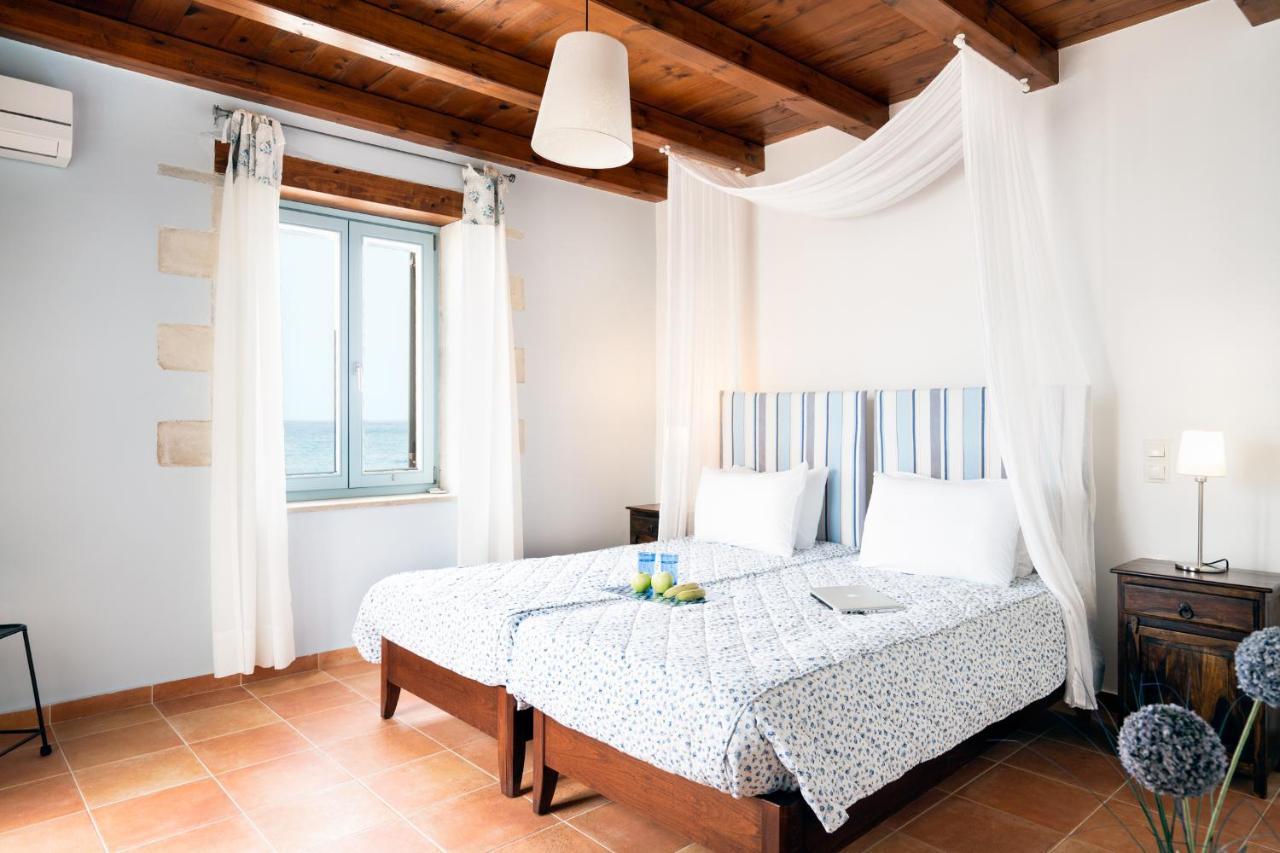 Beachfront Villa Turquoise With Private Pool, Bbq And Ping Pong Table Ханья Экстерьер фото