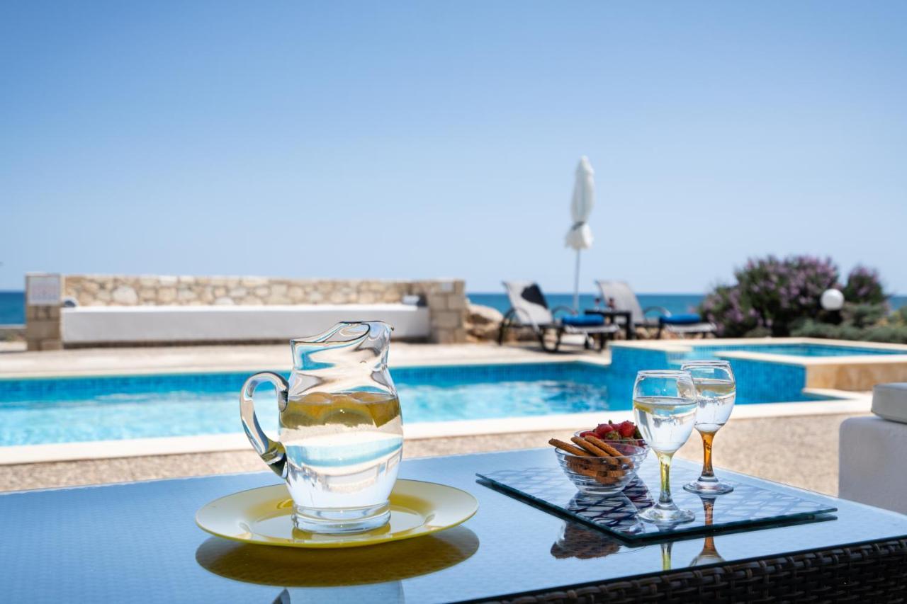 Beachfront Villa Turquoise With Private Pool, Bbq And Ping Pong Table Ханья Экстерьер фото