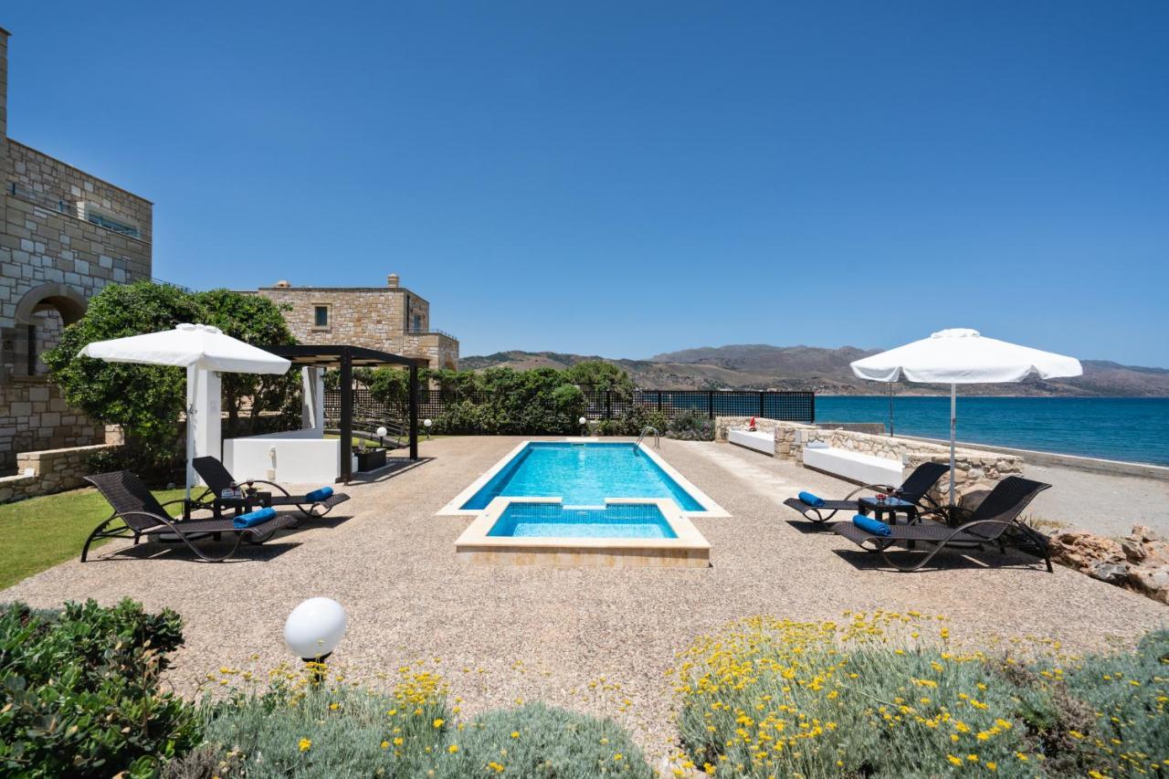 Beachfront Villa Turquoise With Private Pool, Bbq And Ping Pong Table Ханья Экстерьер фото